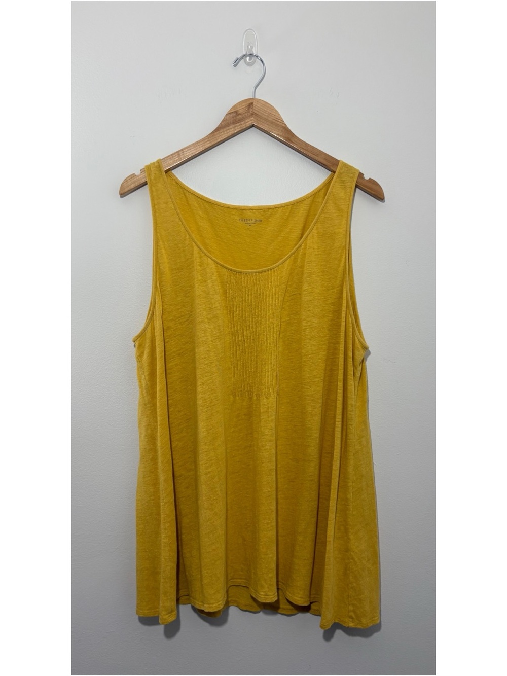 Eileen Fisher yellow pleated detail 100% linen tank top (XL)